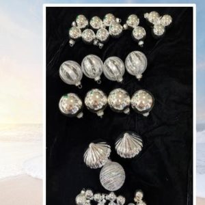 34 Glass Ornaments and the Glass Container